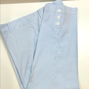 Talbots Perfect Crop Light Blue & White Striped Ankle Pants, Size 14